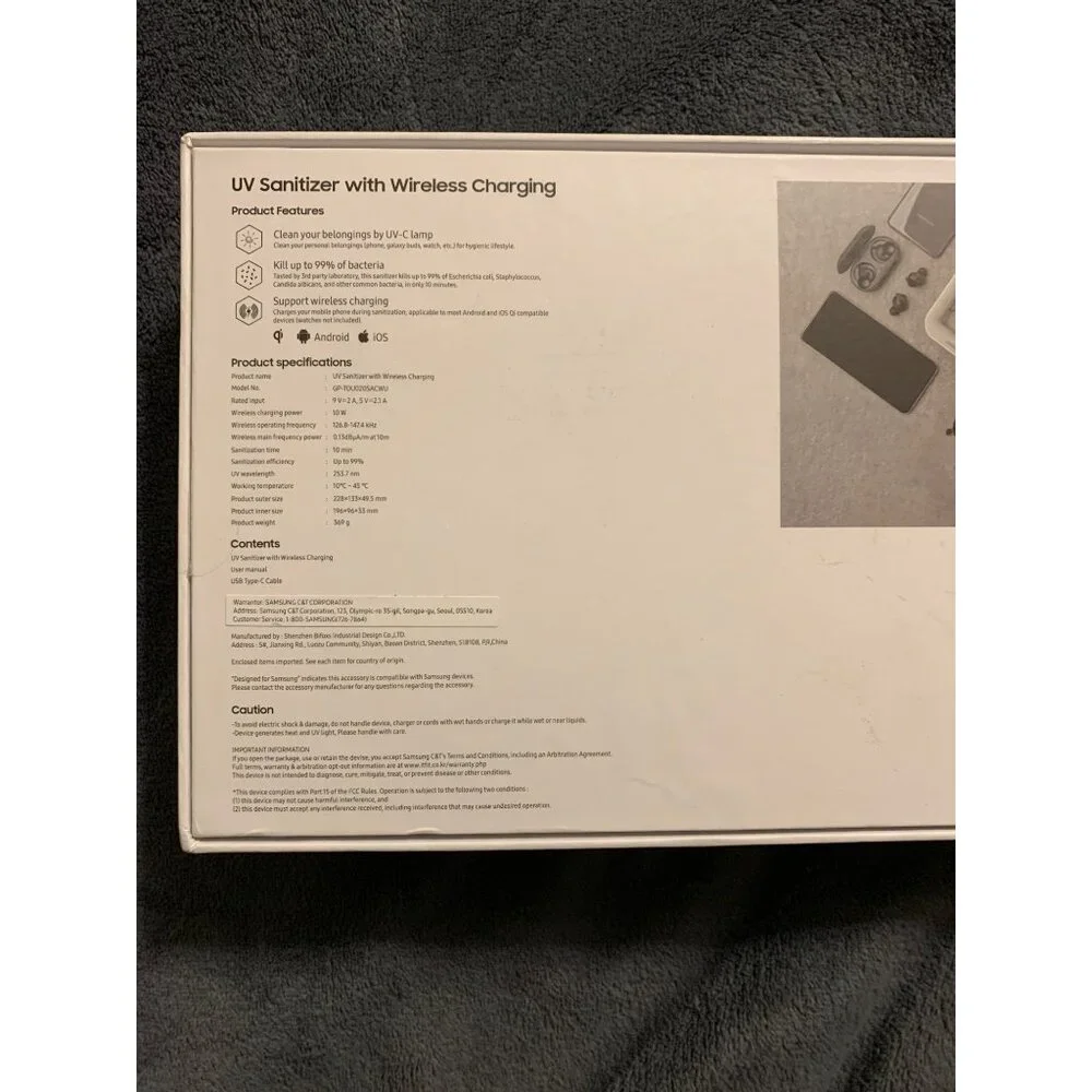 NEW Samsung UV Sanitizer with Wireless Charging GP-T0U20SACWU‎ Electronics